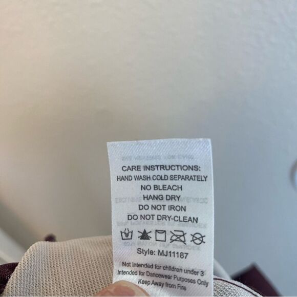 WEISSMAN Balera Dance Costume burgundy Culotte Unitard With Mesh MJ11187 MA - Picture 11 of 13